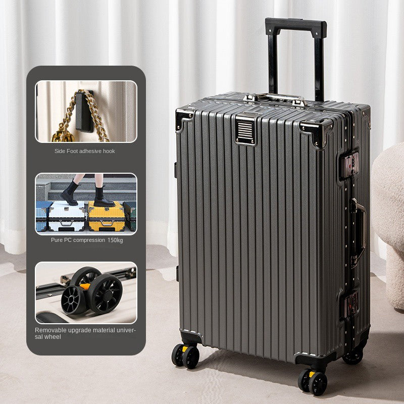 Mala de Viagem Nova com Estrutura de Alumínio 20/22/24/26/28 Polegadas, Mala de Rodinhas para Estudantes, Material Resistente de PC, Grande Capacidade