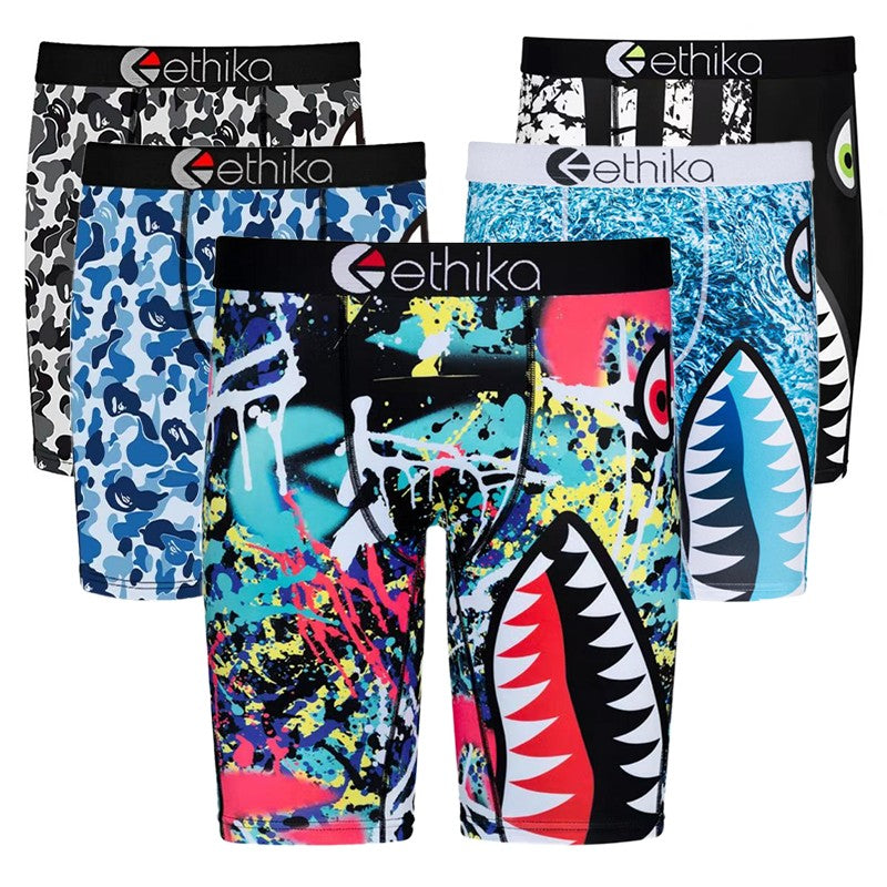 ETHIKA Men's Underwear Sexy Print Boxer Cueca Man Lingerie Men Panties Boxershorts Boxerbriefs Boxers Briefs Shorts Plus Size