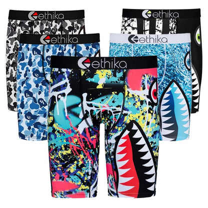 ETHIKA Men's Underwear Sexy Print Boxer Cueca Man Lingerie Men Panties Boxershorts Boxerbriefs Boxers Briefs Shorts Plus Size