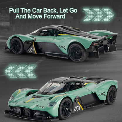 1:32 Valkyrie Vulcan Liga Carro Esportivo Modelo de Brinquedo de Metal Fundido Porta Aberta Luz de Som Carro Miniatura Puxar para Trás Menino Presente de Natal