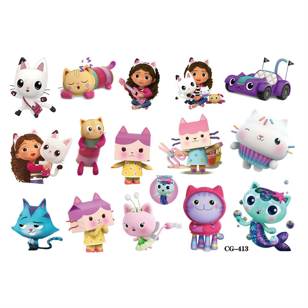Gabby Dollhouse Child Tattoo Sticker Anime Cartoons Tattoo Stickers Temporary Tattoos Waterproof The Tattoo Art Tatoo Cosplay