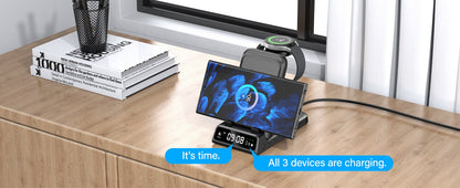 Carregador sem fio SwanScout 703S para Samsung S25 Ultra S24 Z Fold 7 Z Flip 7 Estação de carregamento para Galaxy Watch 8 7 para Buds 3 pro