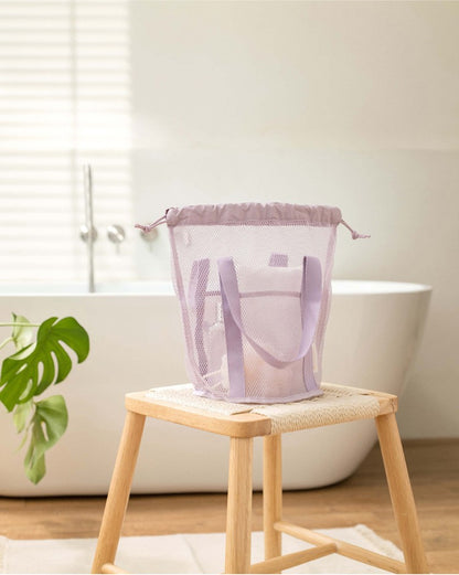 Travel Large Capacity Mesh Nylon Cosmetic Bag Organizer Foldable Casual Mesh Drawstring Bags Rope Bundle Pocket Swim Washing Bag