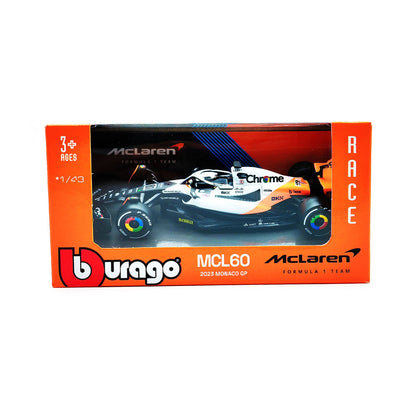 Bburago 1:43 2024 F1 Mclaren MCL38 Grande Prêmio de Mônaco Carro de Liga Miniatura Modelo Diecast #4 Lando Norris #81 Oscar Piastri Brinquedo