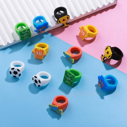 10-30Pcs Cartoon Football Theme Silicone Rings for Football Carnival Birthday Party Favors Pinata Gift Bag Filler Prize Party