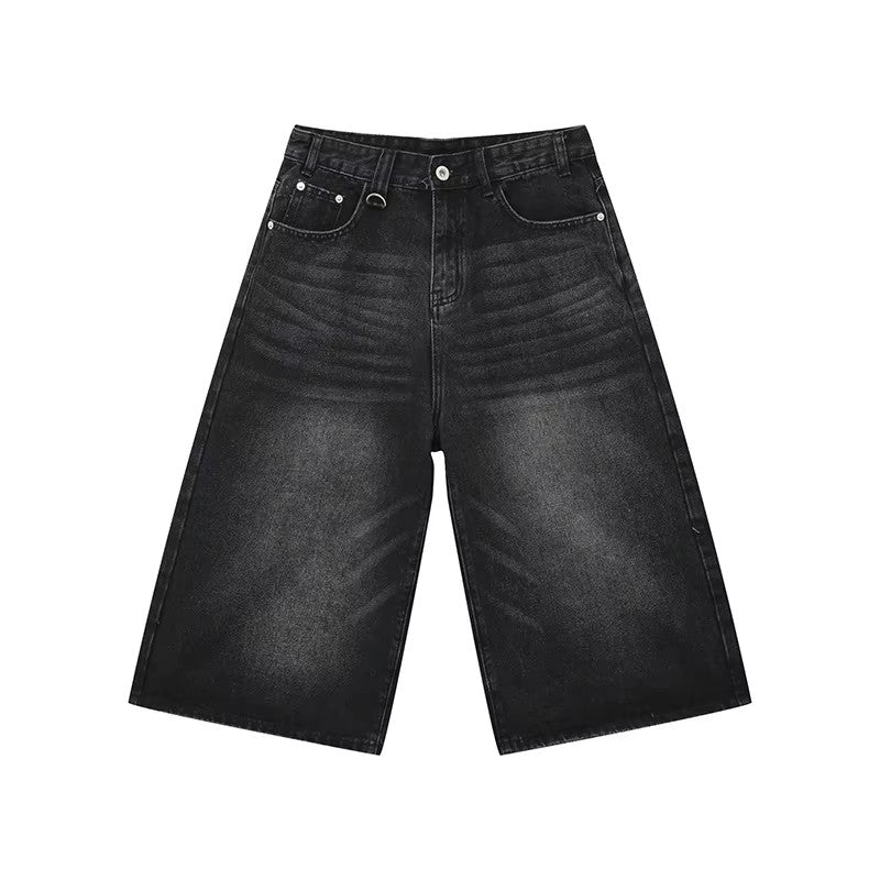Men's Jeans American Style Vintage Loose Fit Wide Leg Straight Leg Denim Shorts Fashion Design Summer Y2k Gothic Washed Shorts
