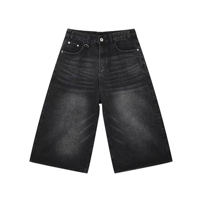 Men's Jeans American Style Vintage Loose Fit Wide Leg Straight Leg Denim Shorts Fashion Design Summer Y2k Gothic Washed Shorts