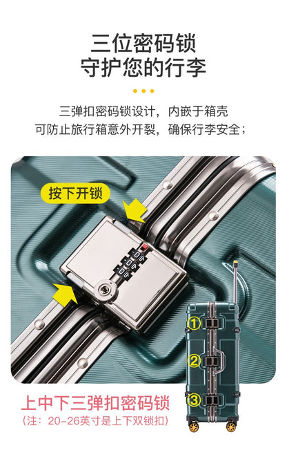 Large Capacity Aluminum Frame Luggage Suitcase with Wheels Travel Bag Durable And Wear-Resistant 20-28 Inch Rolling Suitcase