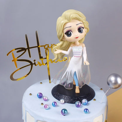 Disney Frozen Elsa Anna Princesa Bonecos de Ação Fofos de Desenho Animado Coleção de Brinquedos Infantis Decoração de Bolo Enfeites de Quarto Presente