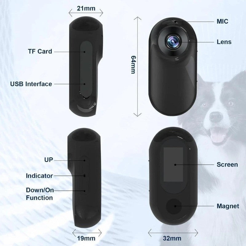 Câmera de Coleira para Animais de Estimação com Gravação de Vídeo Pequenas Câmeras de Ação Mini Câmera de Coleira Sem Fio para Cães Gatos Presente para Ambientes Internos e Externos