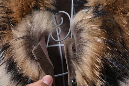 Maomaokong Natural Raccoon Real Fur Coat Ladies Waistcoat Fur Mid-length Winter Warm Real Fur Coat Luxury Women coat Top Vest