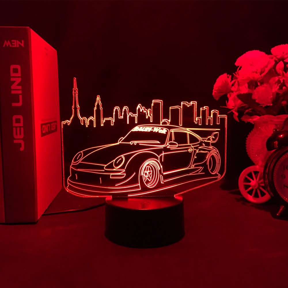 Sports Car 3d Illusion Lamp for Kids Bedroom Decor Nightlight Touch Sensor Atmosphere Birthday Gift Supercar Led Night Light