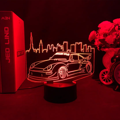 Sports Car 3d Illusion Lamp for Kids Bedroom Decor Nightlight Touch Sensor Atmosphere Birthday Gift Supercar Led Night Light