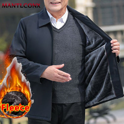 Thick Fleece Jacket Men Windproof Men's Winter Coat Blazer Autumn Winter Warm Men's Jacket Windbreak Casual Business Coat L-3XL