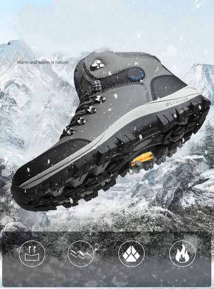 Botas de inverno masculinas com pele quente, antiderrapantes, sapatos casuais de trabalho masculinos, tênis de couro impermeáveis, botas de cano alto, tamanhos grandes