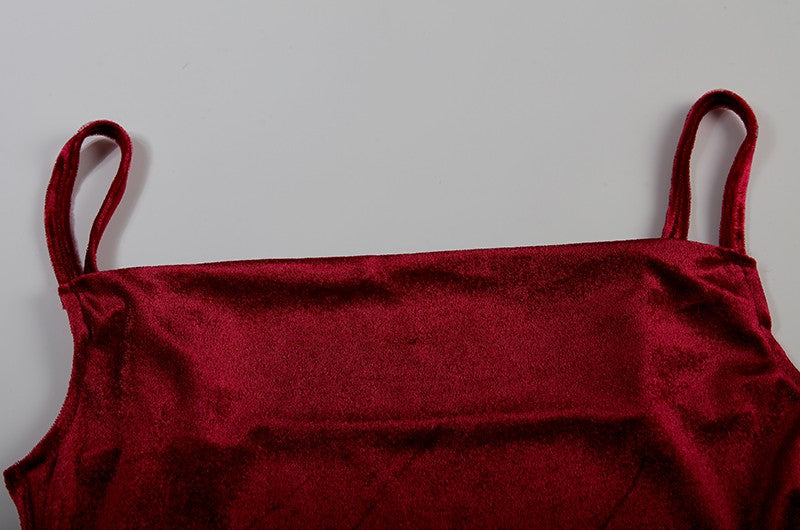 Velvet Swing Collar Sleeveless Slip Sexy Slit Maxi Dress 2024 New Fashion Evening Party Women Elegant Streetwear Y2K