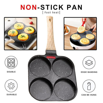 Frigideira de 4 Ovos Antiaderente para Café da Manhã, Mini Panquequeira Japonesa para Omeletes, À Prova de Ferrugem, Fritadeira para Cozinha Doméstica