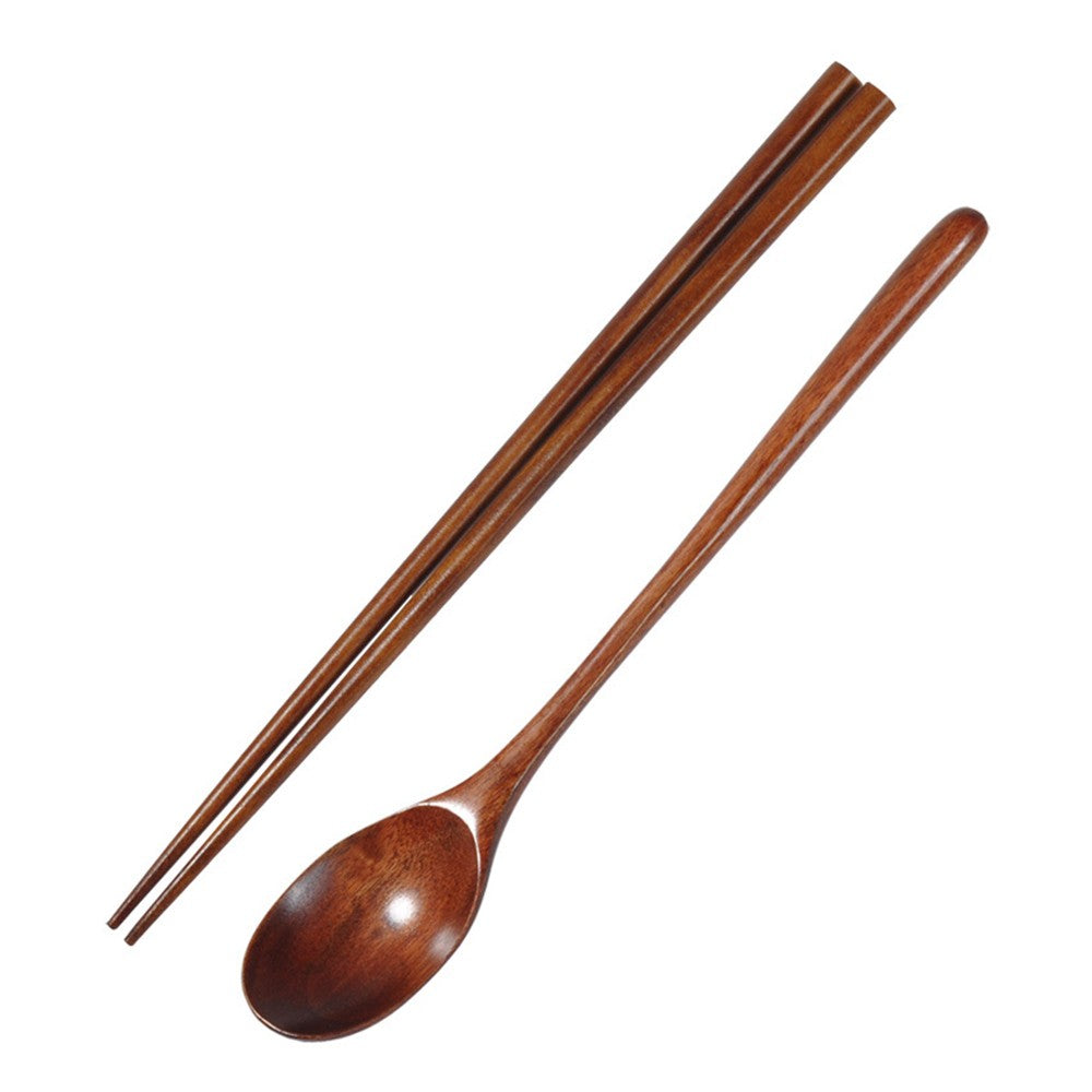 Conjunto de utensílios de madeira japoneses reutilizáveis para sushi, pauzinhos, colher, talheres antiderrapantes para viagem, ferramentas de cozinha