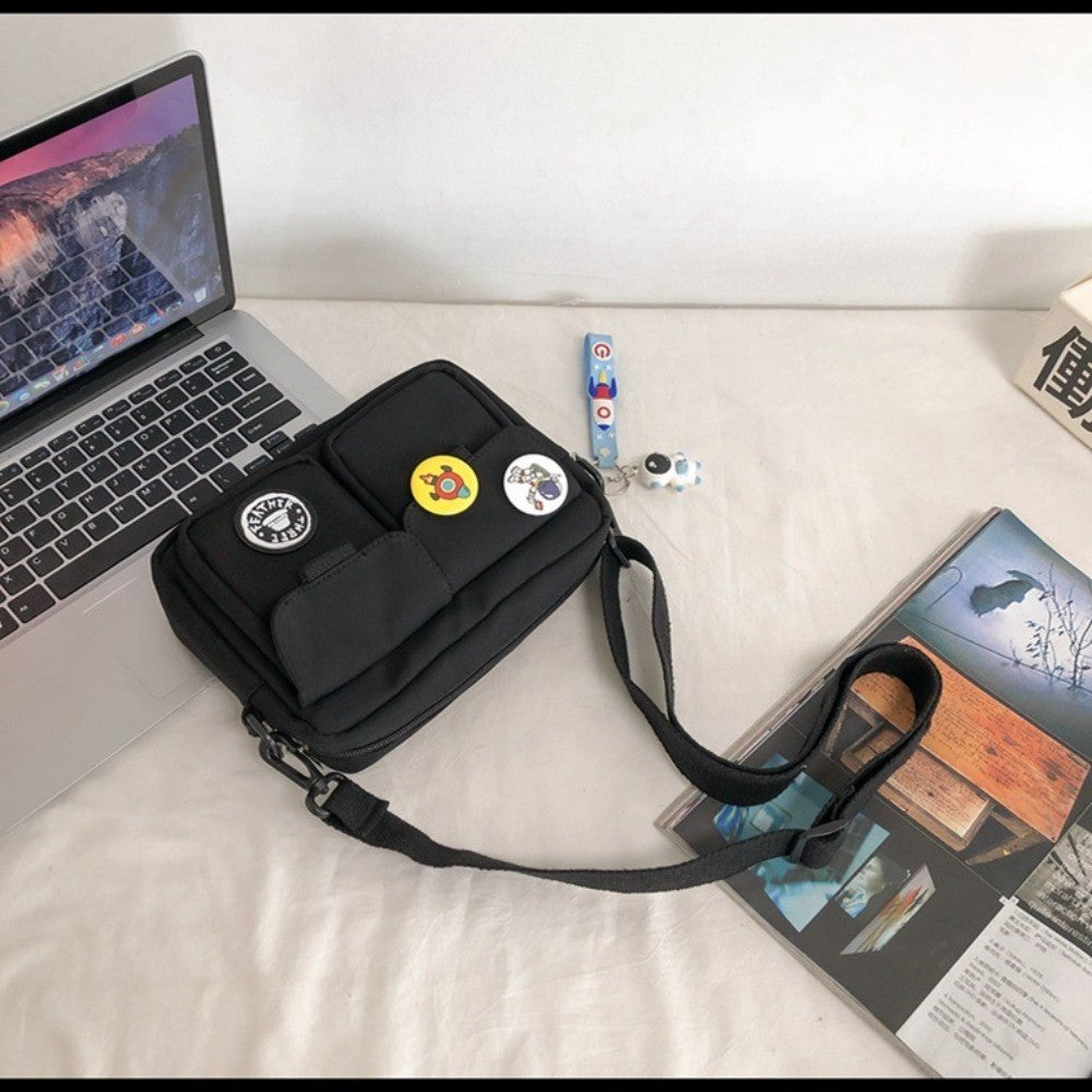 Fashion Versatile Men's Crossbody Bag Large Capacity Japanese Style Shoulder Bag Retro with Pendant Messenger Bag Unisex