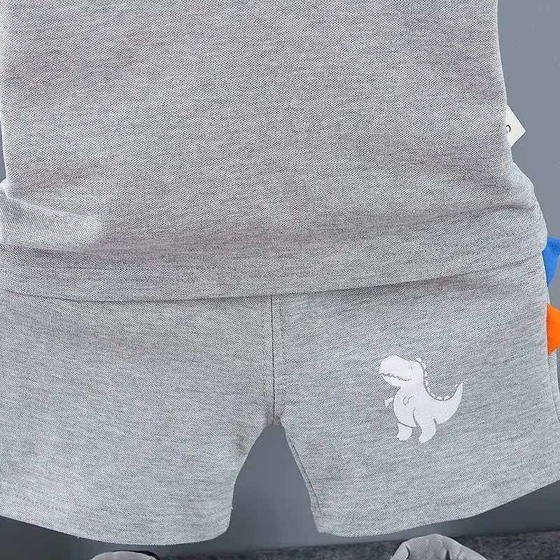 Conjuntos de Roupa Infantil de Verão para Meninos, Estampa de Dinossauro, Camisas Polo de Manga Curta + Shorts, 2 Peças/Conjunto, Roupas de Bebê