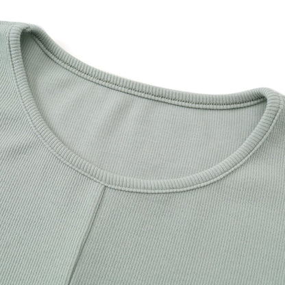 AS 2025 summer ribbing closed-fit wrap tops + Aline dress high Stretch matching