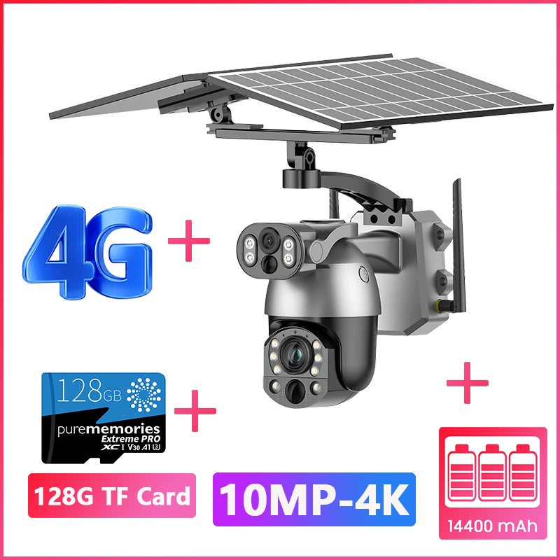 UNENTGT 4k Dual Lens View 50X Optical Zoom Solar Battery PTZ Camera 10MP SIM Card Outdoor Wifi CCTV Solaire Surveillance Camera