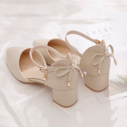 2025 Spring/Summer Hot Sale?Fairy Style Thin-Strap High Heels - Bowknot with Golden Buckle, Comfortable & Versatile