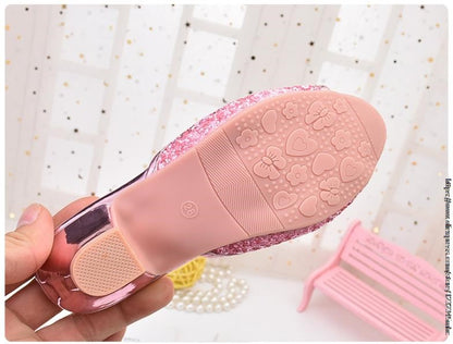 Shoes For Girls Cartoon Leather Children Shoes Frozen Princess Kids Shoes Girl Slippers Dress Snow Queen Sandal