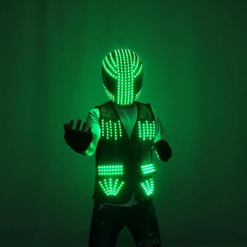 LED Robot Suit Stage Dance Costumes, Light Up Jacket, Strobe Luminous Clothing, Christmas and Halloween Party