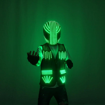 LED Robot Suit Stage Dance Costumes, Light Up Jacket, Strobe Luminous Clothing, Christmas and Halloween Party