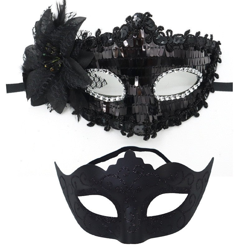 2Pcs Couples Gold Purple Black Blue Lace Masks Butterfly Venetian Face Cover for Mardi Gras Halloween Masquerade Party Costume