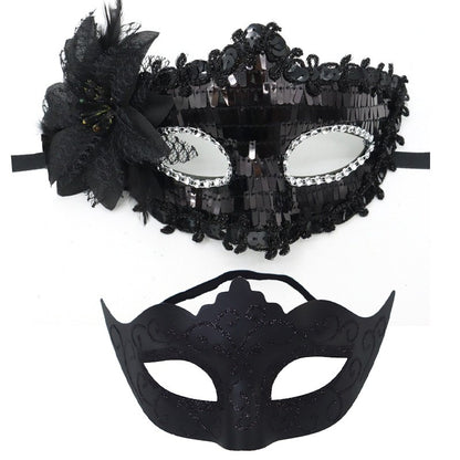 2Pcs Couples Gold Purple Black Blue Lace Masks Butterfly Venetian Face Cover for Mardi Gras Halloween Masquerade Party Costume