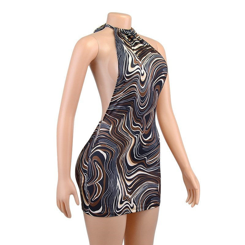 Black Bodycon Dress Women Halter Sexy Skinny Hollow Out Backless Mini Dresses Ho