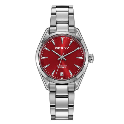 BERNY Automatic Women Watch PT5000 Sapphire Mechanical Elegant Women's Swim Watches 20ATM Full Stainless steel Swim Wristwatch