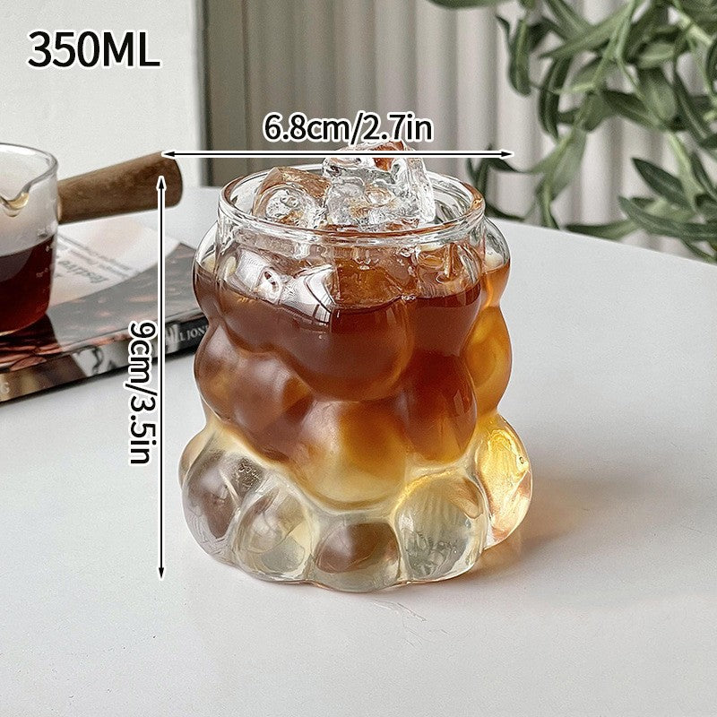Copo de Vidro INS Copo Térmico Resistente ao Calor Transparente para Suco Leite Café Design Único Copo de Vidro Rosa 3D Copos de Água Utensílios de Bar