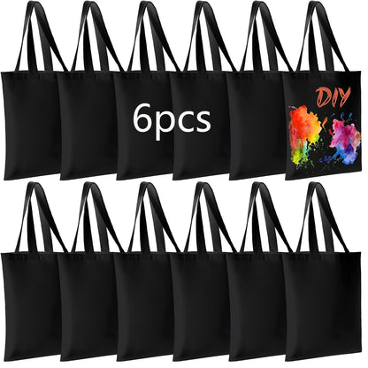 Pacote com 6 Sacolas Reutilizáveis em Branco para DIY - Laváveis, Ideais para Projetos de Transferência de Calor/Sublimação, Compras e Afazeres