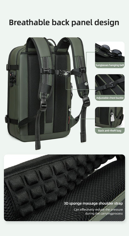 Men Travel Backpack 17 inch vacuum compression Laptop Backpack Extended Large Capacity school Backpack Hiking Business backpack