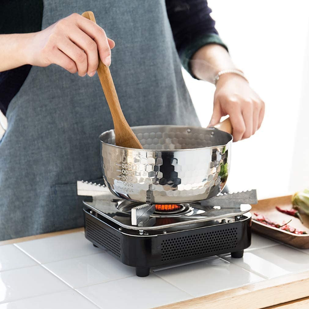 Panela de Aço Inoxidável com Tampa Cabo de madeira maciça com gancho Panela multiuso com bicos para servir, Caldeirão, Panela de cozinha