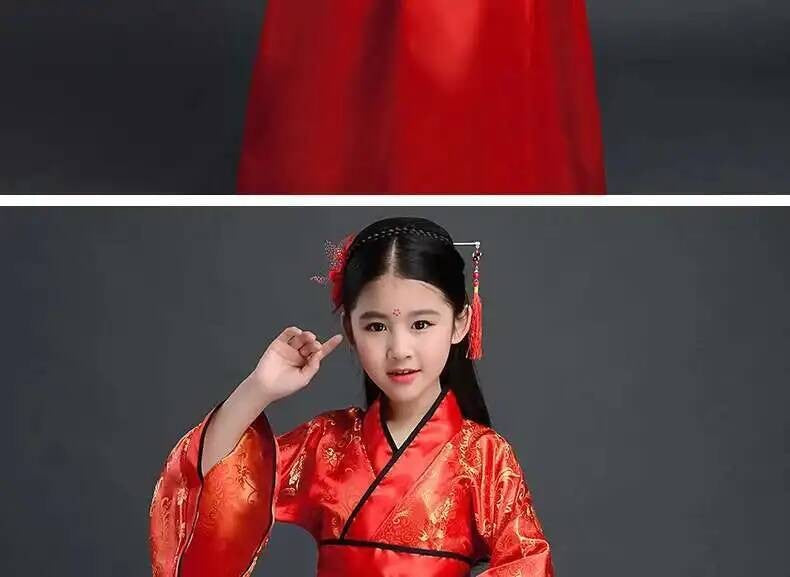 Hanfu Chinese Costume Girls Children Kimono Traditional Vintage Ethnic Fan Students Dance Halloween Japanese Yukata Kimono Style