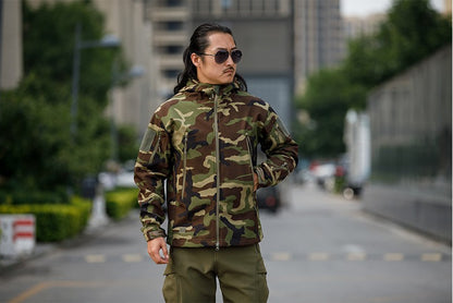 Sharkskin Soft-shell Hard Shell Camouflage Jacket Fleece Thick Tactical Suit Hooded Coat Manufacturers Handsome Outdoor Jacket