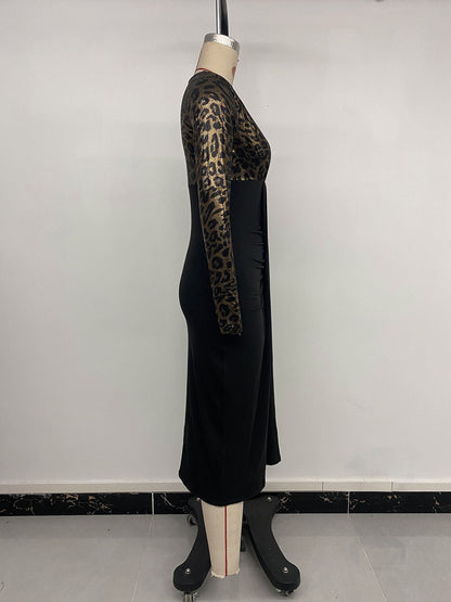 Women's Elegant Dress  Autumn And Winter New Slim And Sexy Royal Sister Style Spliced ??slit Fashion Dresses For Women Vestidos