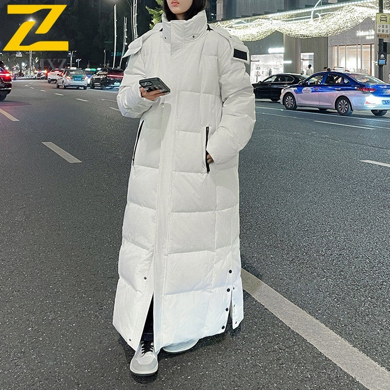 Maxbarley New 90 Goose Down Jacket Men Women Winter Thick Warm Long Knee Over Down Jacket High-quality Lightweight Puffer Coats