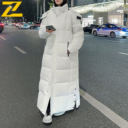 Maxbarley New 90 Goose Down Jacket Men Women Winter Thick Warm Long Knee Over Down Jacket High-quality Lightweight Puffer Coats