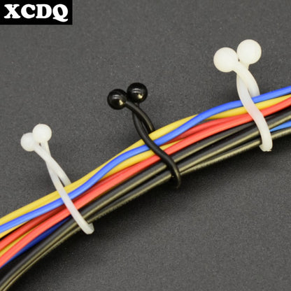100pcs Black Twist Cable Tie Fastener Clips U Shape Plastic PA66 Nylon Retainer Desk Line Holder Fixing Clamp for Electric Wires