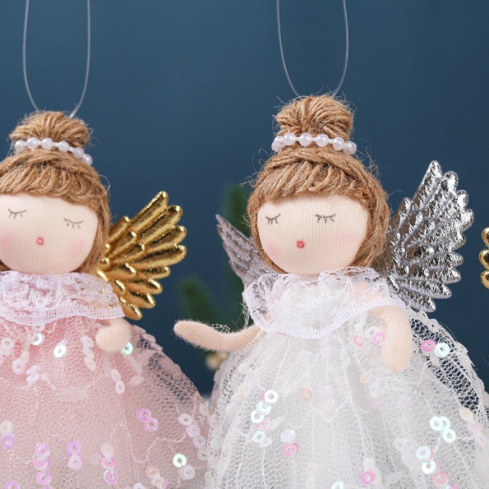 Christmas plush antlers angel girl pendant Christmas tree pendant creative doll pendant gift