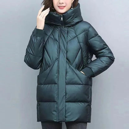 2023 Hooded Cotton Coat Women's Mid-Length Winter Jackets Elegant Mother's Parkas Padded Jacket Thick Down Padded Jacket Vintage