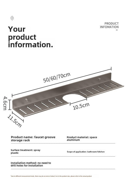 Toilet faucet storage rack, toilet sink, washbasin, wall mounted non perforated mirror front bathroom rack