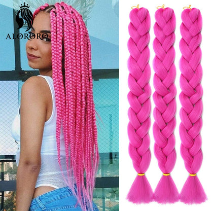 Cabelo Trançado Sintético Jumbo Alororo 82 polegadas Cabelo Falso Africano Fibra de Alta Temperatura Roxo Vermelho Extensões de Cabelo para Mulheres