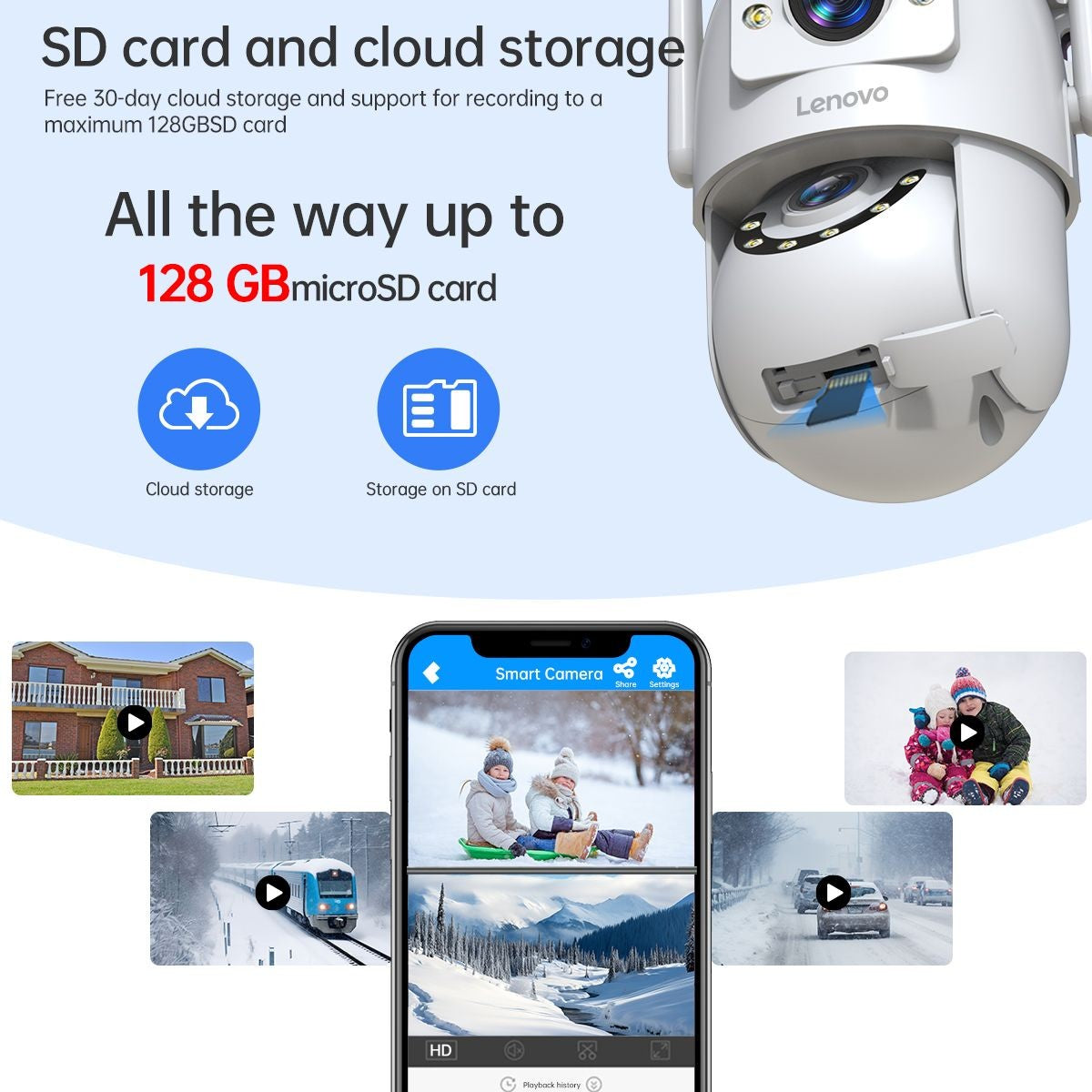 Lenovo HD PTZ Camera Outdoor 6MP Dual Lens Dual Screen 5G Wifi Auto Tracking CCCTV Camera Security Protection Video Surveillance