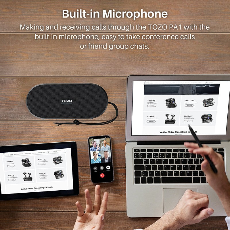 Refurbished TOZO PA1 Bluetooth Speaker 20W Stereo Sound IPX7 Waterproof Portable Wireless Speaker with EQ Mode APP Control
